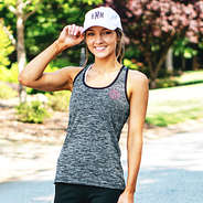 monogrammed athletic tank top with baseball hat