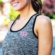 detail image of black athletic tank top