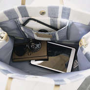 Inside of Striped Handbag