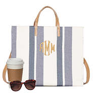 Monogrammed Striped Handbag