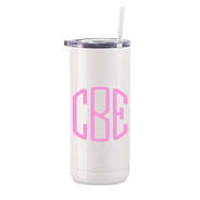white pearl monogrammed tumbler with straw