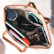 inside everyday tote with pocket and snap closure