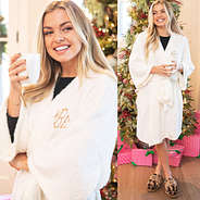 monogrammed cozy robe with monogrammed fuzzy slippers