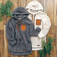 tennessee logo sherpa hoodies in charcoal and oatmeal
