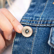 close up of marleylilly branded button