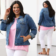 front and back of personalized denim jacket