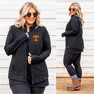 front and back of charcoal tennessee fleece vest