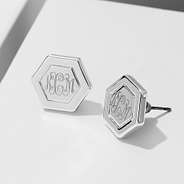 Monogrammed Hexagon Stud Earrings