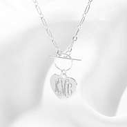 Monogrammed Heart Pendant Necklace in Silver