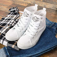 high top canvas sneakers with fall clothes