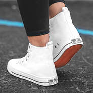 back of high top canvas sneakers