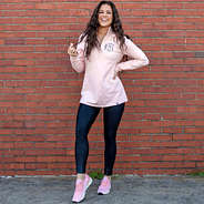 pink monogrammed confetti sneakers ootd