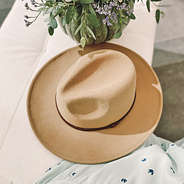 felt fedora on bench