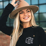 tan felt fedora on blonde