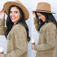 Felt Fedora in Camel with boyfriend sweater