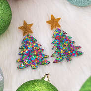 Christmas Tree Earrings with Ornaments