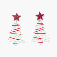 Resin Christmas Tree Earrings in White