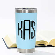 circle vinyl decal sticker on coffee tumbler