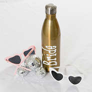 Bride name vinyl sticker on water bottle