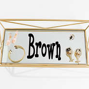 5 inch name sticker in black on jewlery tray