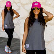 split image of basic tank top - heathered charcoal