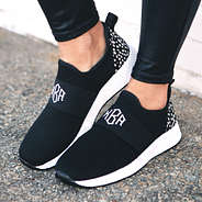 monogrammed slip on sneakers with dottie heel foot pop