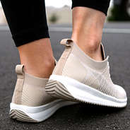 back of monogrammed tennis shoes - heathered tan