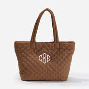 Monogrammed Diamond Quilted Tote in Hickory