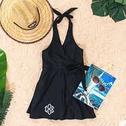 black swim dress styled