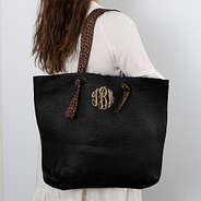 Monogrammed Straw Bag with Tan Monogram