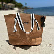 Monogrammed Straw Bag at the Beach