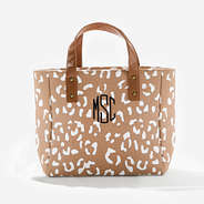 Monogrammed Crossbody Tote in Caramel Leopard