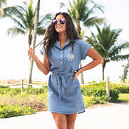 shirt dress on beach - light chambray