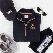 black fleece pullover with wofford logo