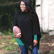 coastal carolina poncho in black with teal top underneath