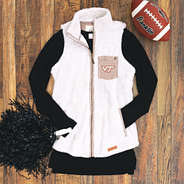 virginia tech ivory sherpa vest with black tee