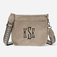 monogrammed saddlebag in taupe grey
