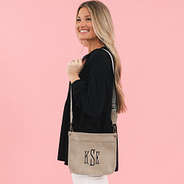 black and white monogrammed saddlebag with wallet