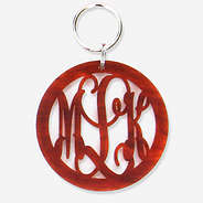 acrylic monogrammed key chain in tortoise