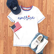 america tee ootd with sneakers