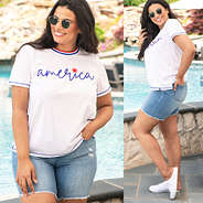 america ringer tee on mid sizse model