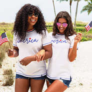 girl wearing america tee with american flags