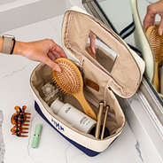 inside canvas train case - navy