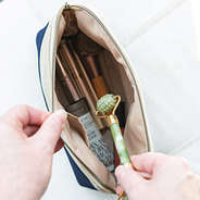 Inside of Monogrammed Canvas Cosmetic Case