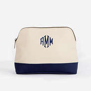Monogrammed Canvas Cosmetic Case in Navy