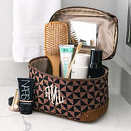 black/brown vintage train case open