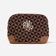 Monogrammed Vintage Cosmetic Case in Black/Brown Checkers