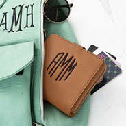 Monogrammed sling pack with square Wallet in Brown