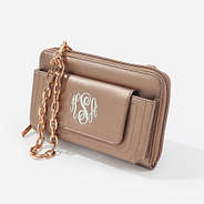 Monogrammed Phone Wallet Wristlet in Champagne