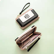 black tan phone wallet wristlet with inside shot